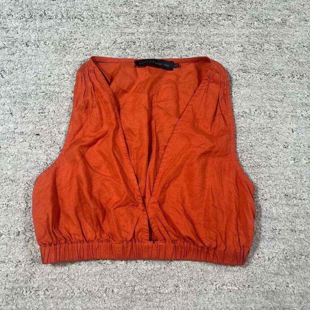 House of Harlow Orange Rust Corfu Cropped Tank Top Shirt - Picture 2 of 5